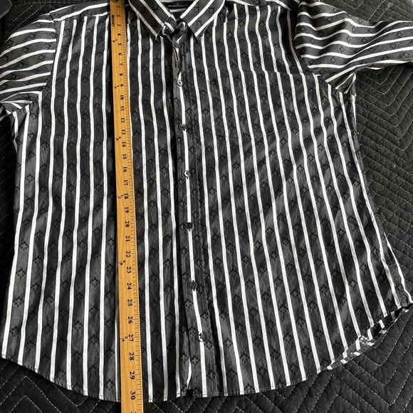 Bugatchi Uomo Shirt Mens Extra Large XL Gray White Striped Patterned Button Up - Picture 10 of 11